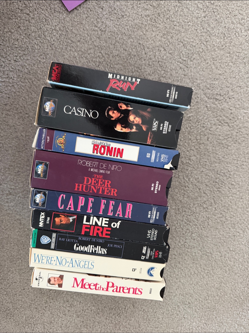 vintage Robert De Niro VHS tapes